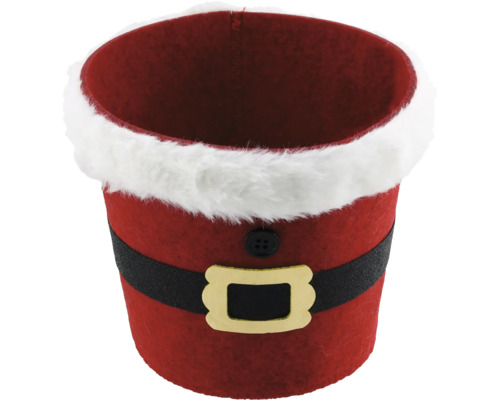 Weihnachtskorb Filz Ø 13,5 cm H 15,5 cm rot Dekorativer Übertopf im Weihnachtsmann-Design für die festliche Jahreszeit