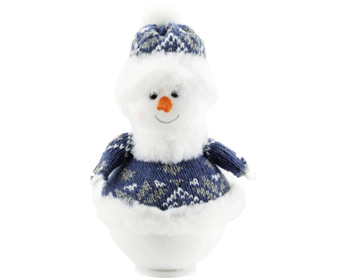 Weihnachtsdeko Schneemann mit Pullover weiß Schneemann Figur mit Mütze und Pullover