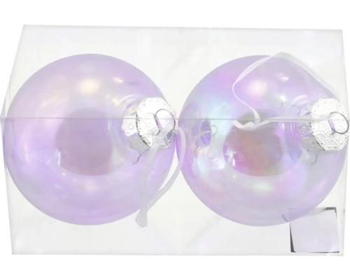 Weihnachtsbaumkugeln Acryl irisierend Ø 8 cm lila 2 Stück Zwei transparente Christbaumkugeln im Paket