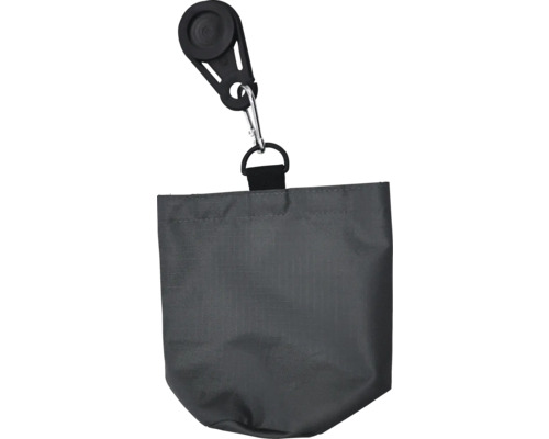 Grauer Futterbeutel mit Clip zur Befestigung