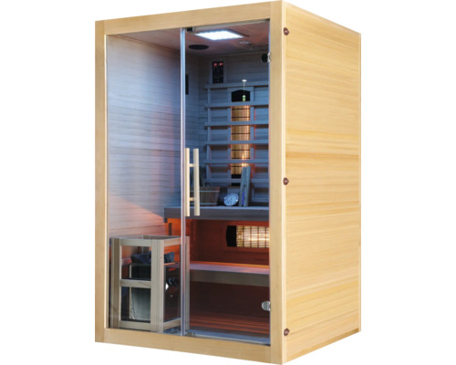 Holz Sauna mit Glastür und Innenausstattung