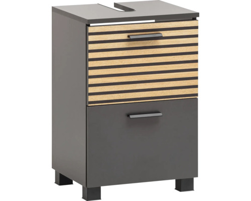 Waschtischunterschrank Möbelpartner Katta 40,2x60,8x35 cm anthrazit holz-optik Waschtischunterschrank mit zwei Schubladen