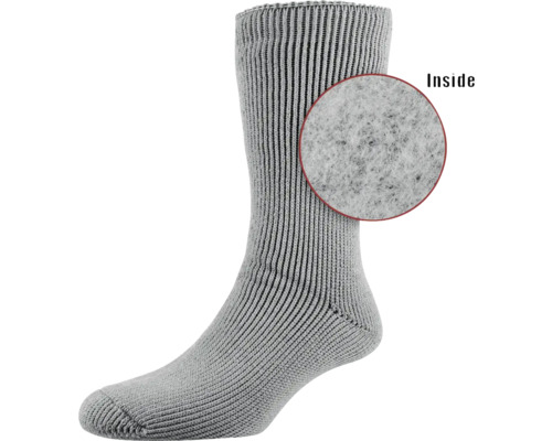 Graue, gerippte Socke mit vergrößerter Innenseite