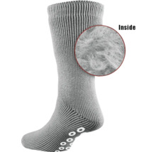 Socke mit Antirutschbeschichtung und Detailaufnahme der Innenseite