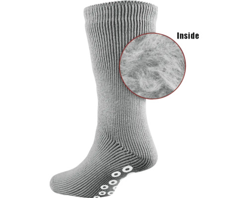 Socke mit Antirutschbeschichtung und Detailaufnahme der Innenseite
