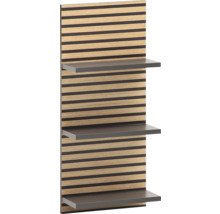 Wandregal mit Holzpaneel und drei Ablagen