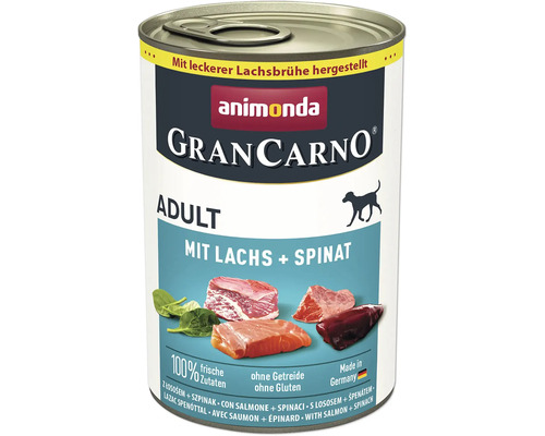 Hundefutter nass animonda Gran Carno Adult mit Lachs und Spinat 400 g
