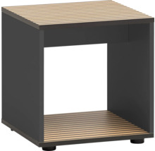 Quadratischer Beistelltisch mit Lamellenboden und -platte