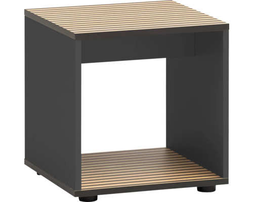 Quadratischer Beistelltisch mit Lamellenboden und -platte