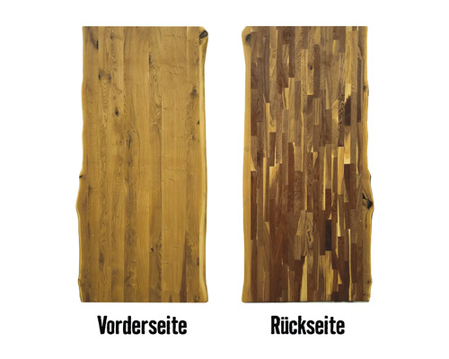Vorder- und Rückseite einer Holztischplatte