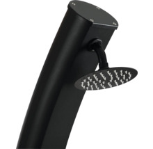 Schwarze Gartendusche mit rundem Duschkopf