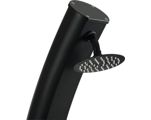 Schwarze Gartendusche mit rundem Duschkopf