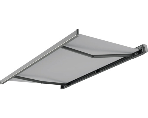 Kassettenmarkise 3,5x2,5 Stoffdessin 5819 (Boulder) Gestell DB703 dunkelgrau Motor Rechts inkl.LED-Beleuchtung (Ausfallprofil),Fernbedienung
