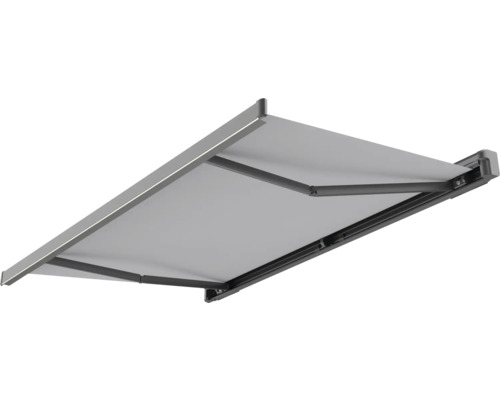 Kassettenmarkise 4x2 Stoffdessin 5853 (Mineral) Gestell DB703 dunkelgrau Motor Rechts inkl.LED-Beleuchtung (Ausfallprofil),Fernbedienung