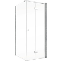 Eckdusche mit zwei Drehtüren aus Glas