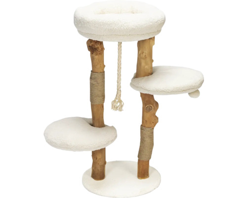 Katzenkratzbaum mit Liegeflächen aus Holz und Plüsch
