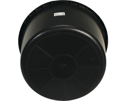 Schwarzer Mörtelkübel aus Kunststoff von unten