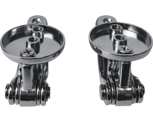 Zwei verchromte Duschstangenhalterungen