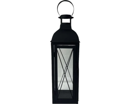 Laterne Lafiora Metall 12 x 12 x 35 cm viereckig schwarz Dekorative Laterne mit Glaseinsätzen und Tragegriff