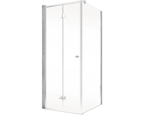 Eckdusche mit Glastür und Rahmen