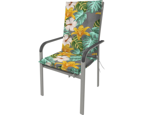 Gartenstuhl mit Auflage im floralen Design