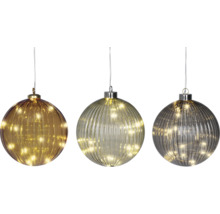 Drei LED Weihnachtskugeln mit Rillenmuster