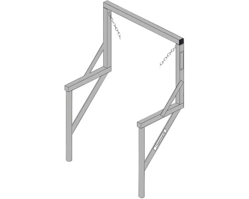 Gerüstbefestigung für Schuttrutsche Schaukelgerüst aus Holz
