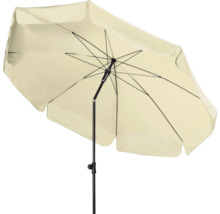 Offener Gartenschirm mit schwarzem Gestell