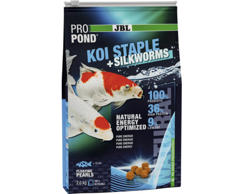JBL Pro Pond Koi Staple Fischfutter mit Seidenraupen in 2 Kilogramm Verpackung