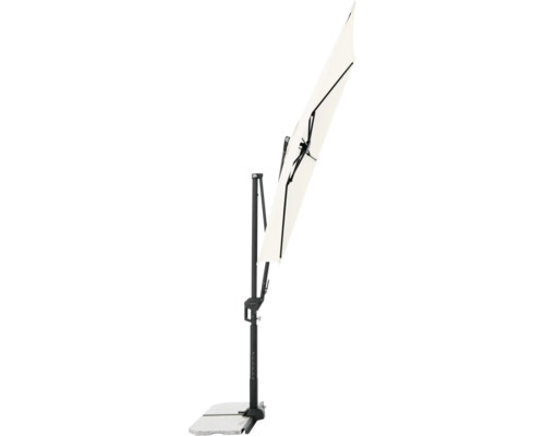 Geschlossener rechteckiger Sonnenschirm auf Ständer für den Außenbereich