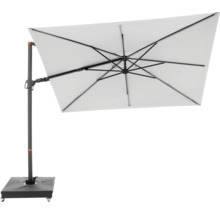 Rechteckiger Ampelschirm mit Standfuß für den Außenbereich