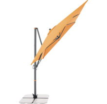 Freiarm-Sonnenschirm mit grauem Gestell und rechteckigem Schirm