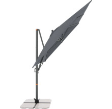 Grauer Ampelschirm auf einem Betonsockel