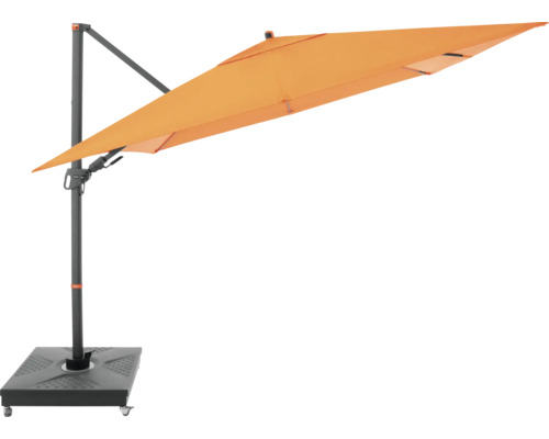 Freiarm-Sonnenschirm mit rechteckigem Schirm und Standfuß