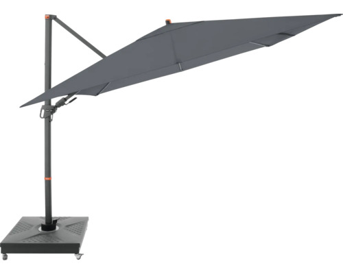 Freiarm-Sonnenschirm mit rechteckigem Schirm und Fuß