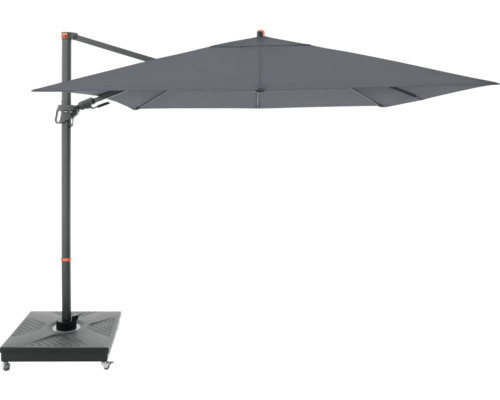 Freiarmschirm mit Standfuß für den Außenbereich