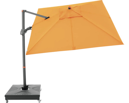Freiarm-Sonnenschirm mit quadratischem Schirm und Standfuß