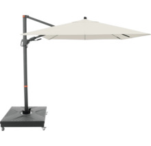 Freiarmschirm mit rechteckigem Schirm und Sockel