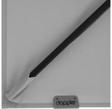 Doppler Logo auf einem Sonnenschirm