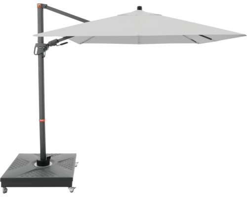 Freiarm-Sonnenschirm mit Fußkreuz und Kurbelmechanismus
