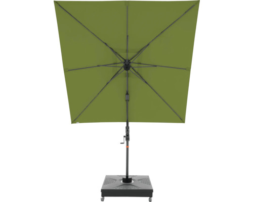 Quadratischer Gartenschirm mit Kurbel und Schirmständer