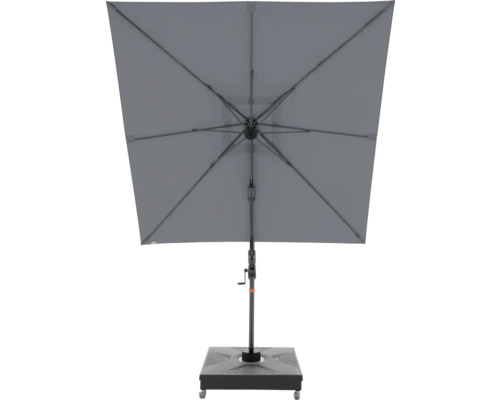 Quadratischer Sonnenschirm mit Kurbel und Fuß