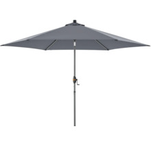 Grauer Gartenschirm mit Kurbel