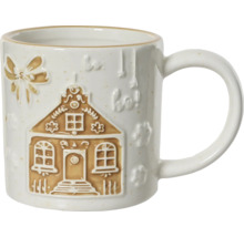 Keramikbecher mit Lebkuchenhausmotiv
