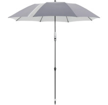 Grauer Gartenschirm mit Streifen