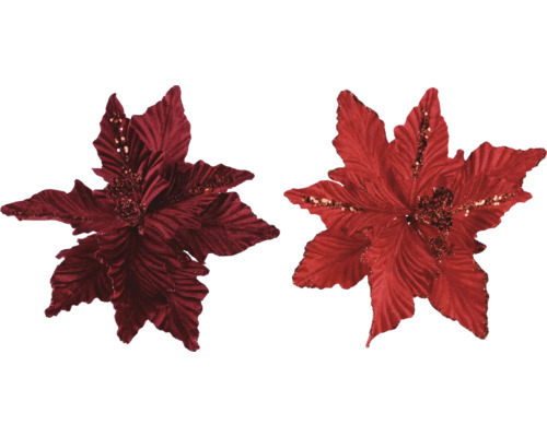 Weihnachtsdeko Weihnachtsstern 24x7 cm rot Zwei künstliche Weihnachtssterne als Dekoration
