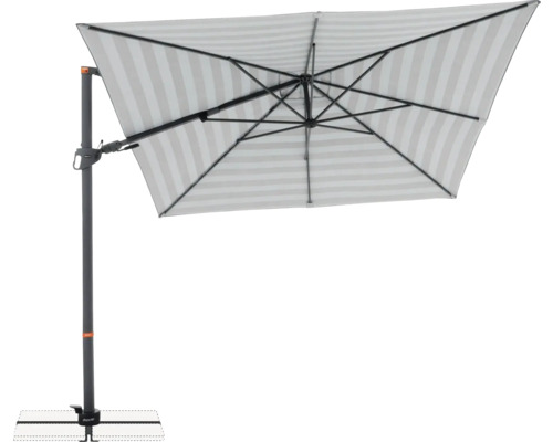 Freiarm-Sonnenschirm mit Streifenmuster für den Aussenbereich