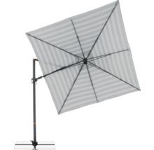 Quadratischer Sonnenschirm mit Streifenmuster und Seitenmast