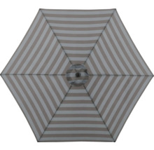 Ansicht von oben eines gestreiften Sonnenschirms