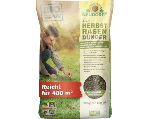 Packung Neudorff Azet Herbst Rasendünger für 400 Quadratmeter